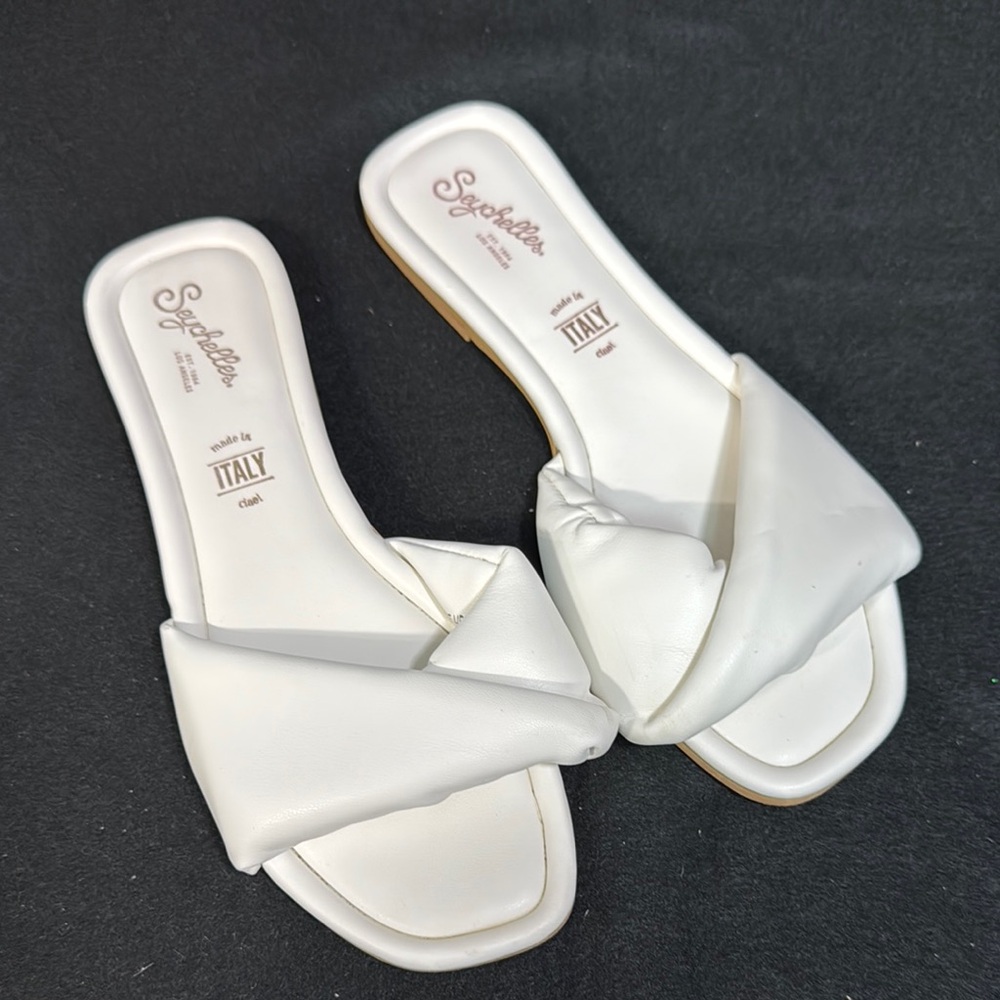 SEYCHELLES Breath of Fresh Air Slides in White Leather Size 7 - Picture 1 of 6